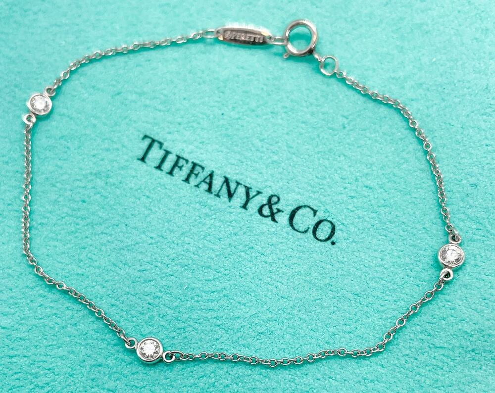 Tiffany & Co. Platinum Elsa Peretti Triple Diamonds by the Yard Bracelet 6.25"